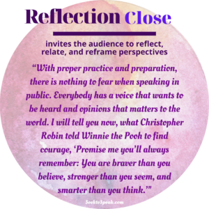 reflection close, conclusion, closing strategies, seek to speak